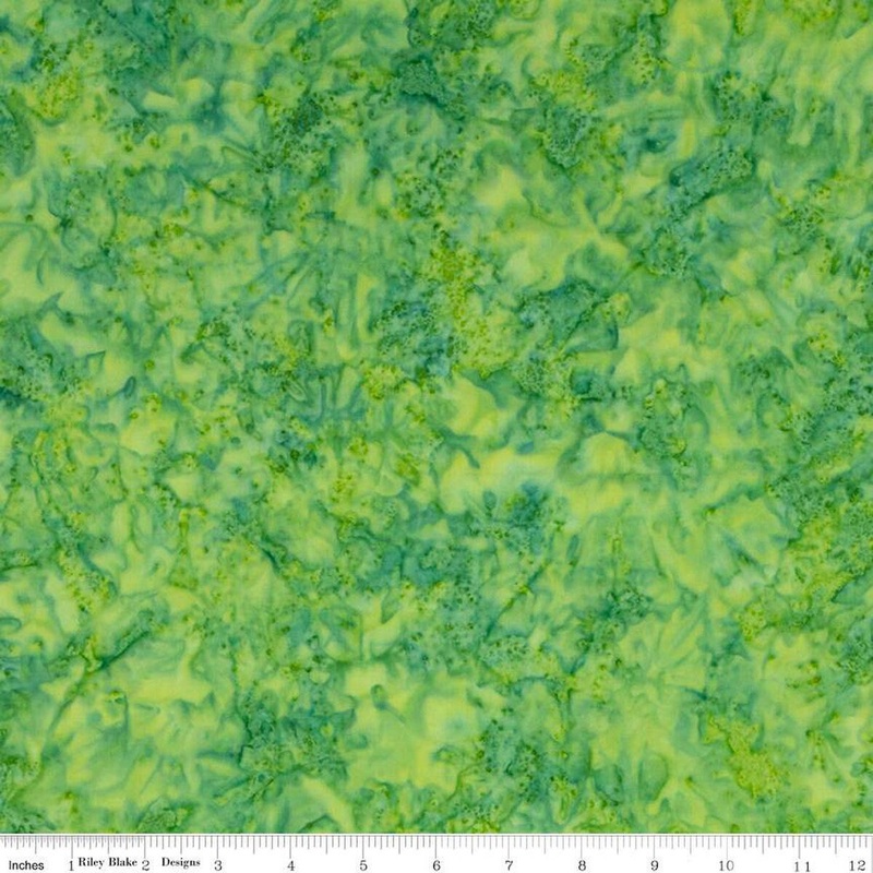 28" End of Bolt - CLEARANCE Batiks Expressions Hand-Dyes BTHH223 Green Multi - Riley Blake - Hand-Dyed Print - Quilting Cotton Fabric