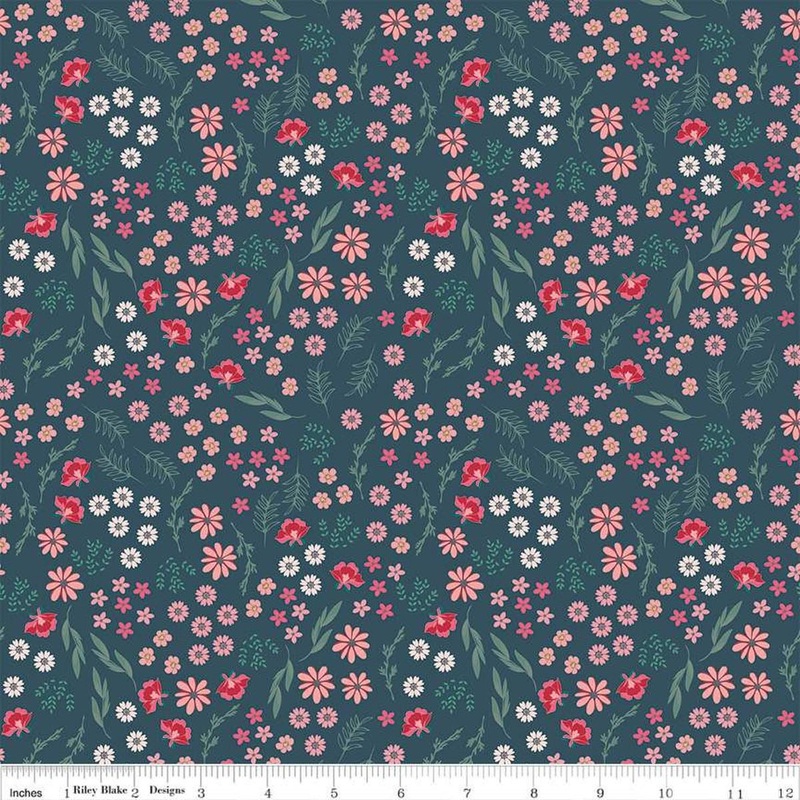 Berry Market Bouquets C15744 Stargazer - Riley Blake Designs - Flowers Floral Leaves Leaf - Quilting Cotton Fabric