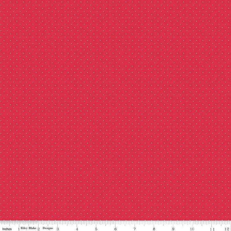 SALE American Jane Pindots C840 Cherry - Riley Blake Designs - PRINTED Tiny Swiss Dots - Quilting Cotton Fabric