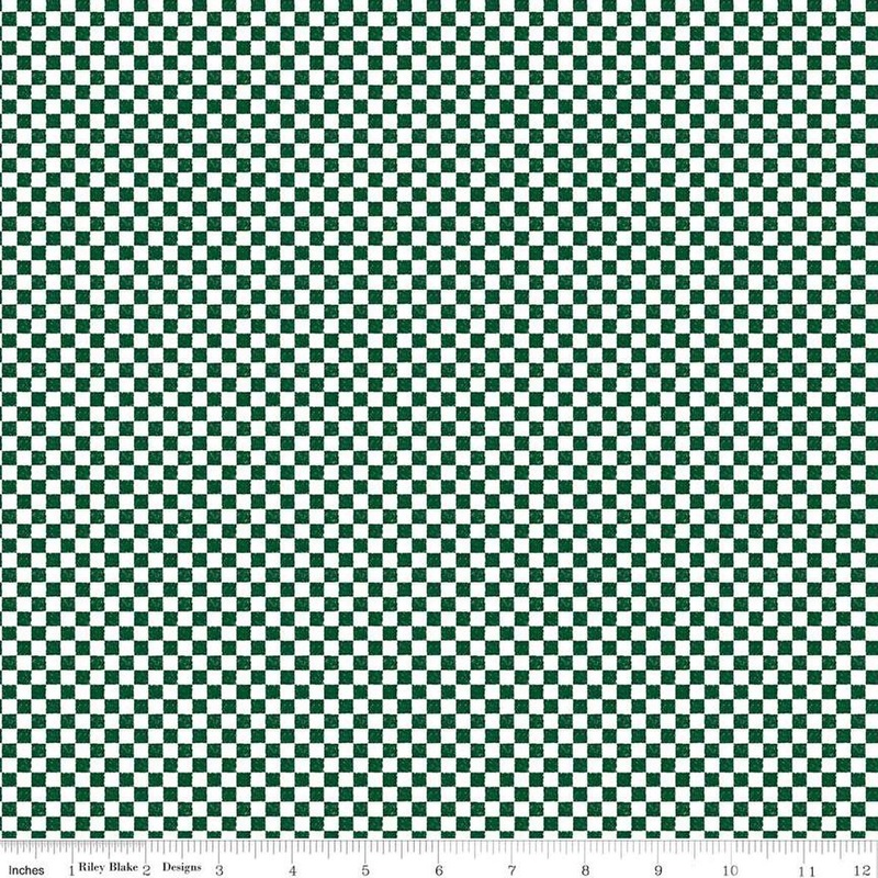 SALE Check Please! 1/4" Check C820 Christmas Green - Riley Blake Designs - Checkered PRINTED Small Gingham - Quilting Cotton Fabric