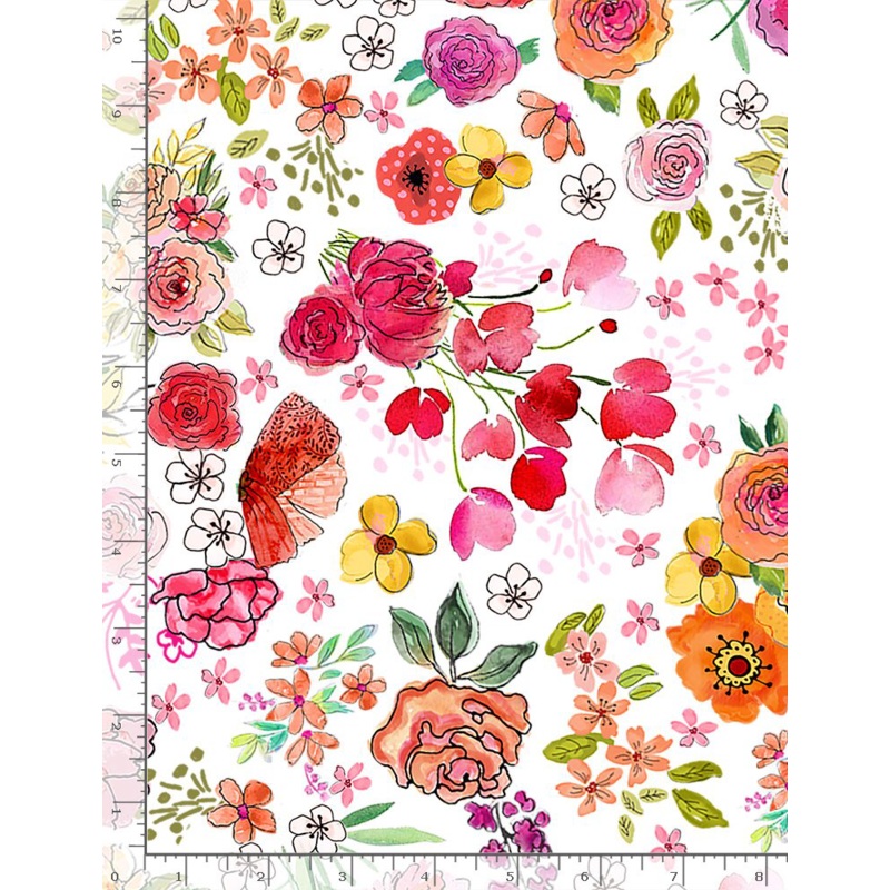 Sewing Large Florals White from Timeless Treasures Sold by the Half Yard