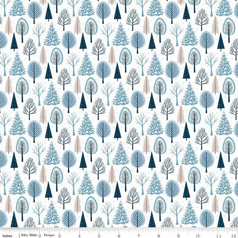 Winter Magic Trees C16362 White - Riley Blake Designs - Trees Nature Tree - Quilting Cotton Fabric