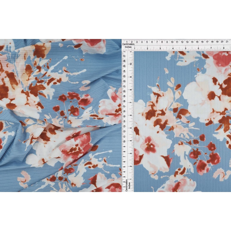 Ribbed Floral Stretch Knit Fabric - KNT4135-MS10320 BROWN LT