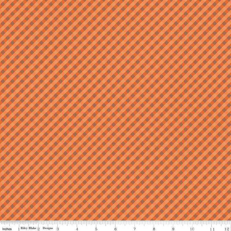 SALE Autumn PRINTED Gingham C14660 Pumpkin - Riley Blake Designs - Lori Holt - Diagonal - Quilting Cotton Fabric