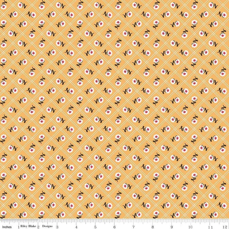 SALE Prairie Rose C12303 Heirloom Daisy - Riley Blake Designs - Floral Flowers Diagonal Lattice - Lori Holt - Quilting Cotton Fabric