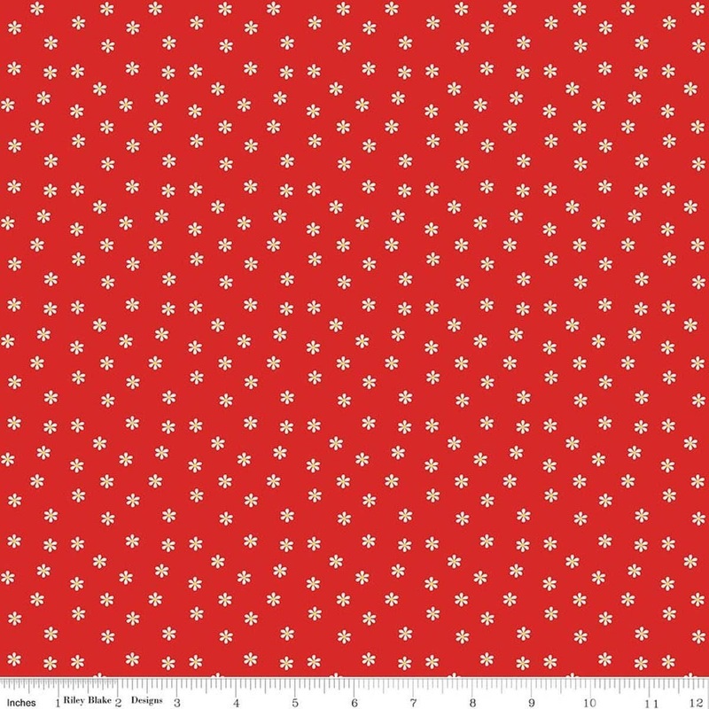 SALE Summer's in Town Daisies Red Floral Fabric - C17533 - Riley Blake Quilting Cotton Fabric