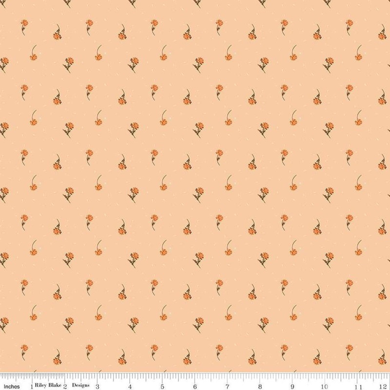 The Awe of Autumn Flower Toss C16196 Blush - Riley Blake Designs - Floral Blossoms Stems Lines - Quilting Cotton Fabric