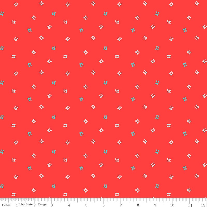 Quilt Fair Red Sewing Machines Yardage by Tasha Noel for Riley Blake Designs