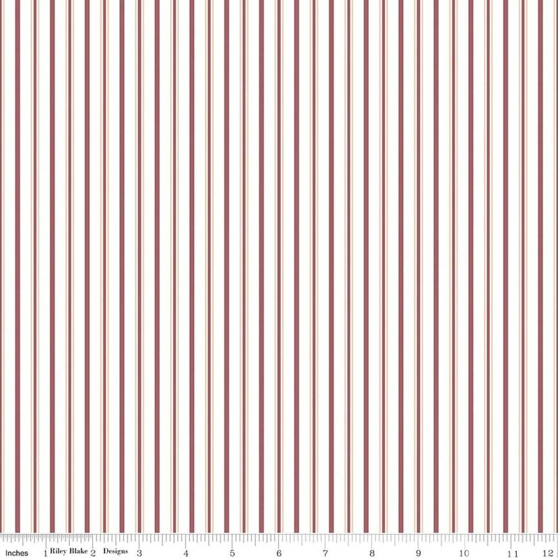 SALE Daybreak on the Prairie Track Stripe Rose Pink Striped Fabric - C17689 - Riley Blake Quilting Cotton Fabric