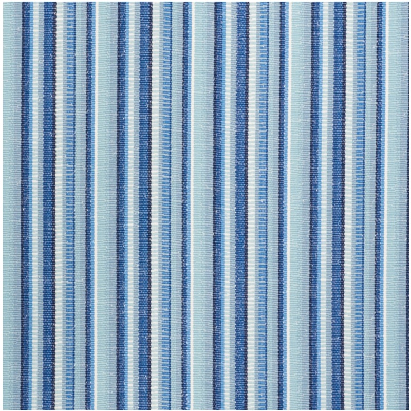 1.5 or 3.6 Yards Schumacher Primavera Indoor Outdoor Sea Navy Blue Denim Off White Stripe Fabric