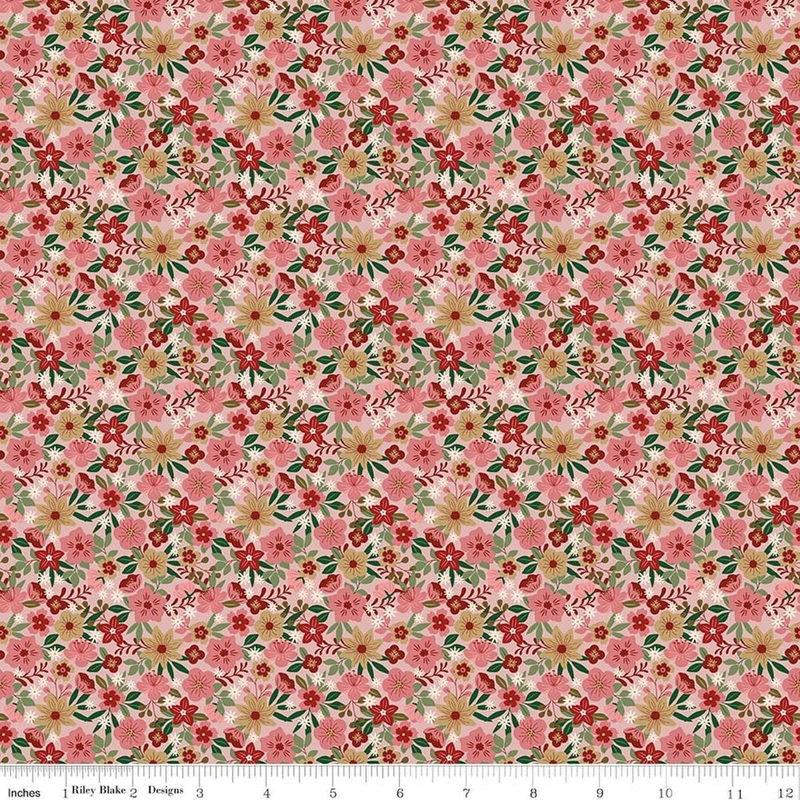 A Spoonful of Sugar Park Garden Shortcake Orange Floral Fabric - C17084 - Riley Blake Quilting Cotton Fabric