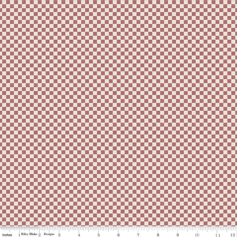 SALE Check Please! 1/4" Ivory Canyon Rose - Riley Blake - PRINTED Small Gingham - Quilting Cotton