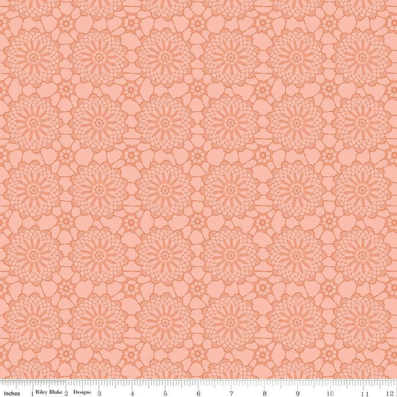 SALE Live, Love, Glamp Crochet C13502 Blush - Riley Blake Designs - Doily Medallions - Quilting Cotton Fabric