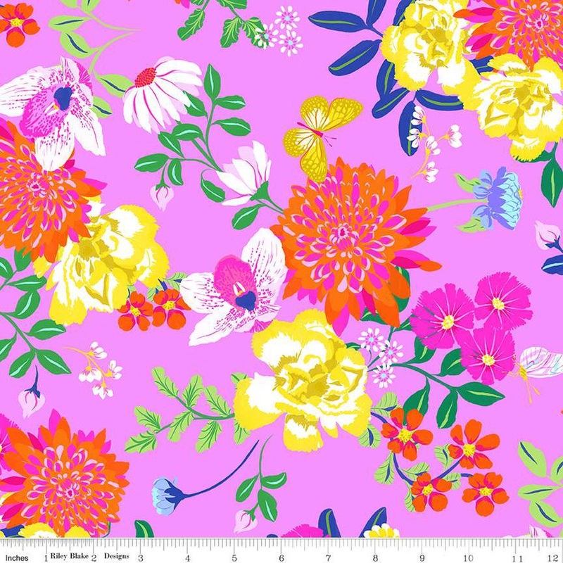 SALE Splendid Main CD14310 Violet - Riley Blake Designs - DIGITALLY PRINTED Floral Flowers - Quilting Cotton