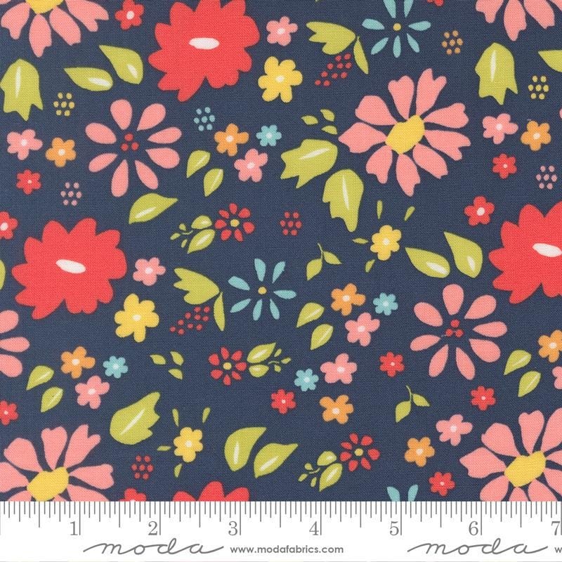 2yd 27" End of Bolt - Delightfully Yours Floral WIDEBACK 108035 Navy - Moda Fabrics - 108" - Quilting Cotton Fabric