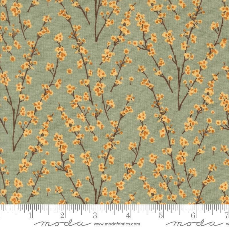 Acorn Hollow Twiggy 30765 Sage - Moda Fabrics - Sticks Floral Branches Stems Flowers Blossoms - Quilting Cotton Fabric