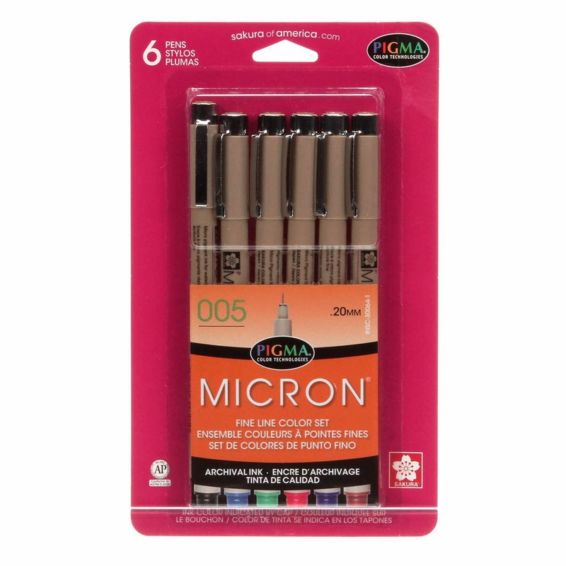 Pigma Micron Pen Set Size 005 6 Colors