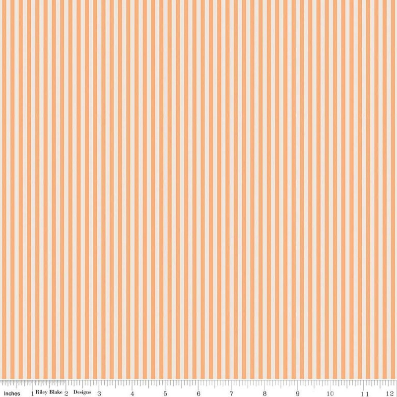 SALE 1/8 Eighth Inch Stripe on Ivory C505 Marmalade - Riley Blake Designs - Small Striped - Quilting Cotton Fabric