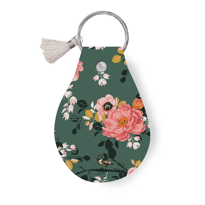 SALE Leather Circle Key Chain STLR-37634 Porch Swing - Riley Blake Designs - - Ashley Collett - 100% Full Grain Leather