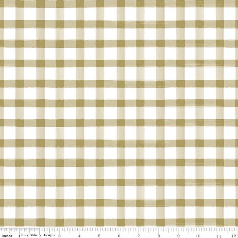 SALE Monthly Placemats 2 PRINTED Gingham SPARKLE SC13944 Gold - Riley Blake Designs - Check Checks - Quilting Cotton Fabric