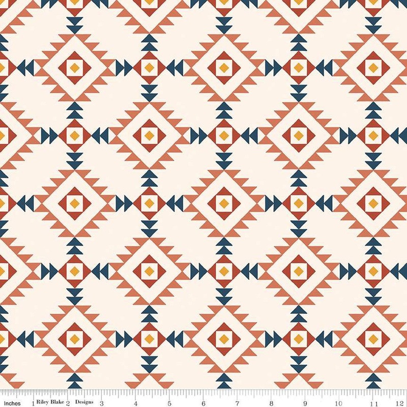 SALE Santa Fe Triangles C13381 Cream - Riley Blake Designs - Geometric Southwest Southwestern - Quilting Cotton Fabric