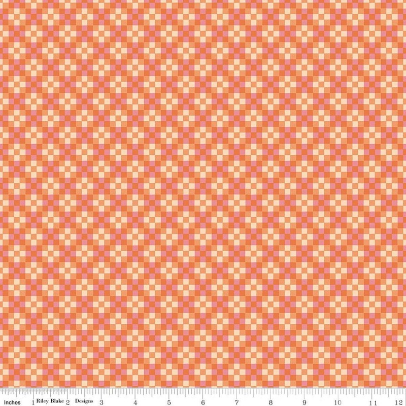 Virginia Rose Patchwork C17325 Orange - Riley Blake Designs - Geometric Squares Lines Diagonal - Quilting Cotton Fabric
