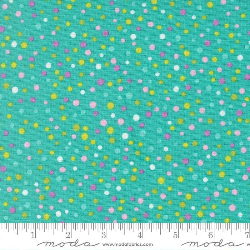 Pick Me Little Dot Polka Dots 22495 Aqua - Moda Fabrics - Spots Scattered Paint Splash Splatter - Quilting Cotton Fabric