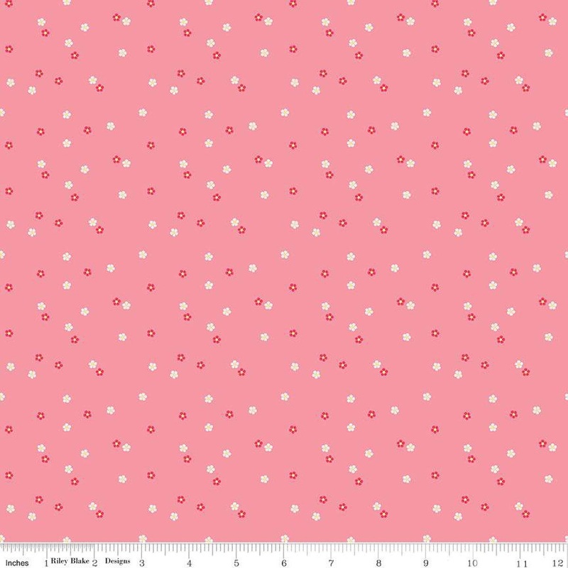 SALE Flour & Flower Mini Floral C14017 Rose - Riley Blake Designs - Flowers - Quilting Cotton Fabric