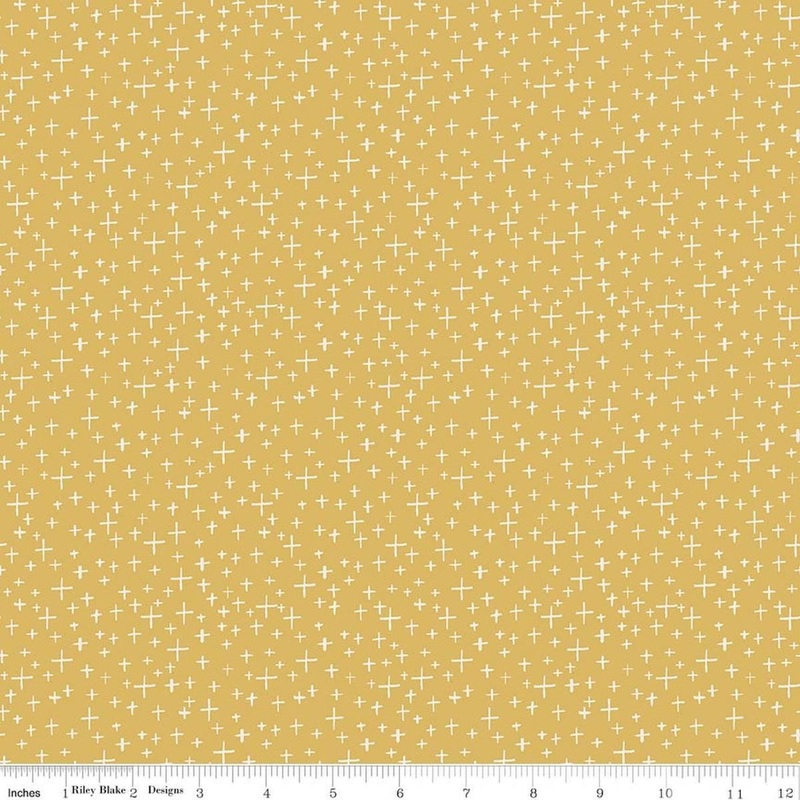 SALE Leo & Savannah Criss Cross Yellow Starry Fabric - C17545 - Riley Blake Quilting Cotton Fabric