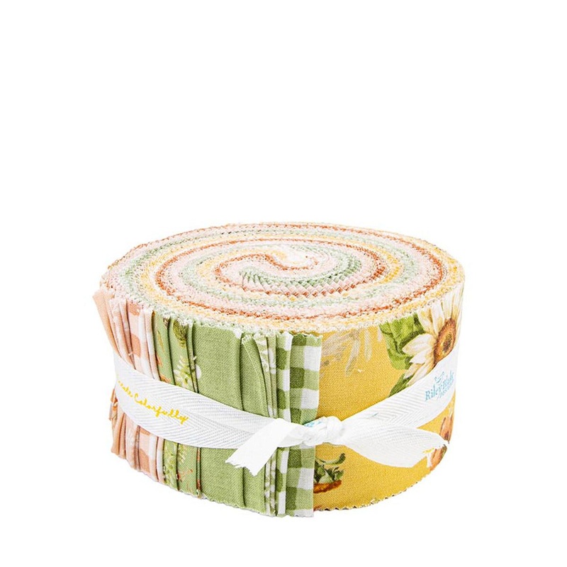 SALE Sunflower Whispers 2.5 Inch Rolie Polie Jelly Roll 40-Piece - Riley Blake - Precut - Floral - Quilting Cotton Fabric