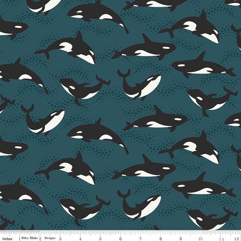 SALE Alaska Orca Whales C16167 Coastal - Riley Blake Designs - Blue Whales Ocean Animals - Quilting Cotton Fabric
