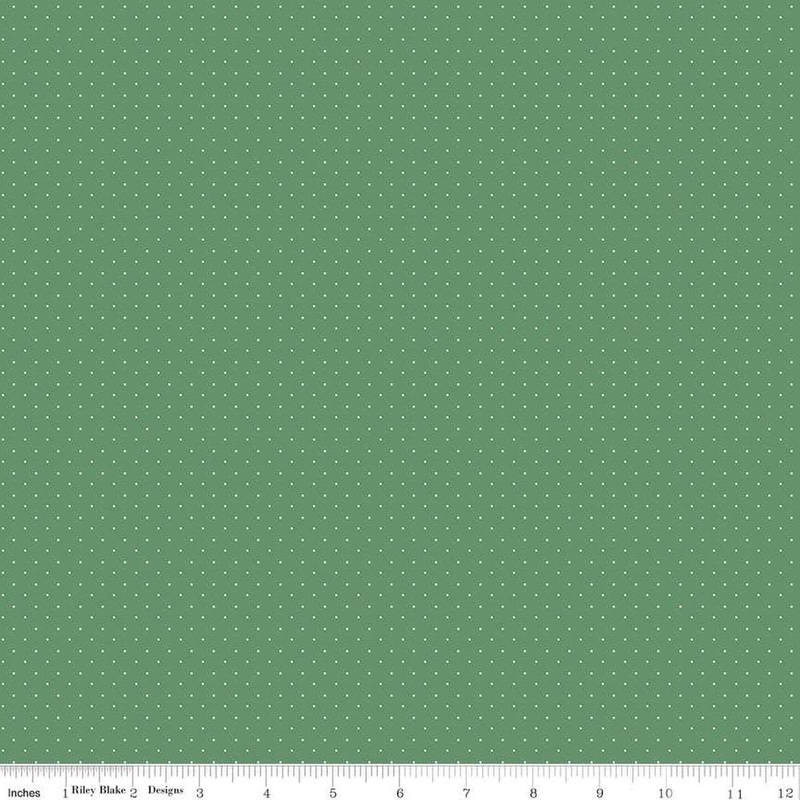 SALE American Jane Pindots C840 Grass - Riley Blake Designs - PRINTED Tiny Swiss Dots - Quilting Cotton Fabric