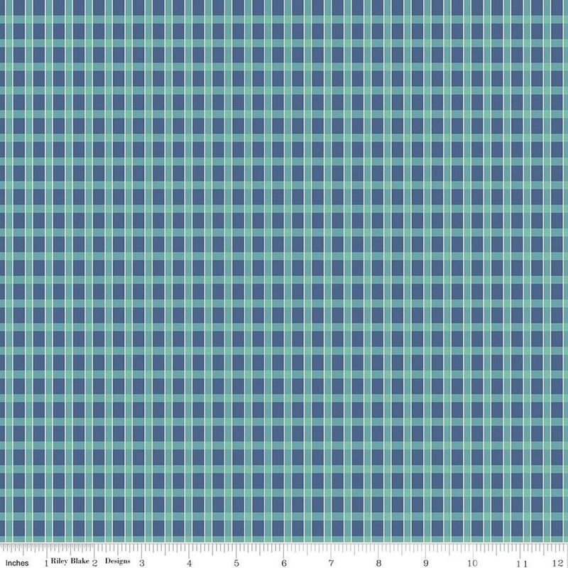 SALE Home Town Holiday Plaid C14905 Denim - Riley Blake Designs - Christmas - Lori Holt - Quilting Cotton Fabric