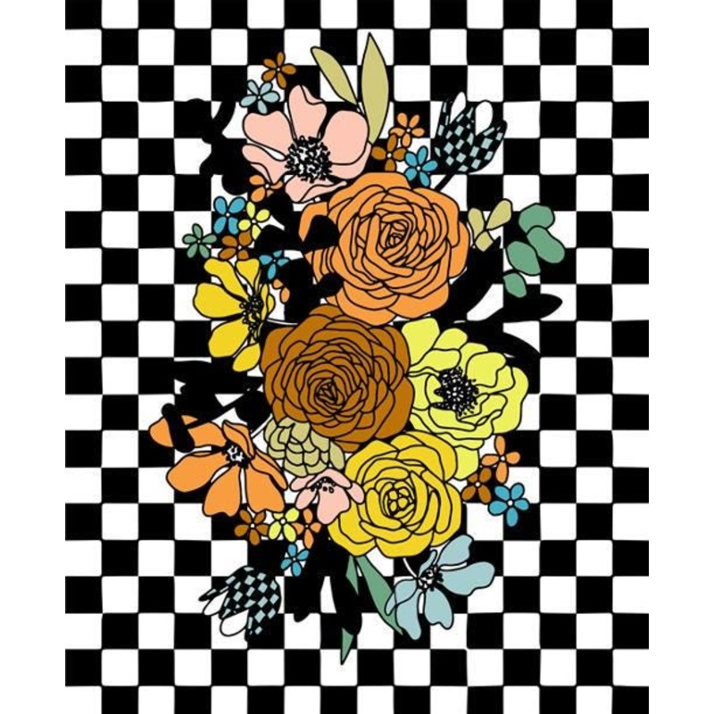 True to Hue Chromatic Muse Panel Black as Night Floral Fabric - 11567 - Moda Fabrics Quilting Cotton Fabric
