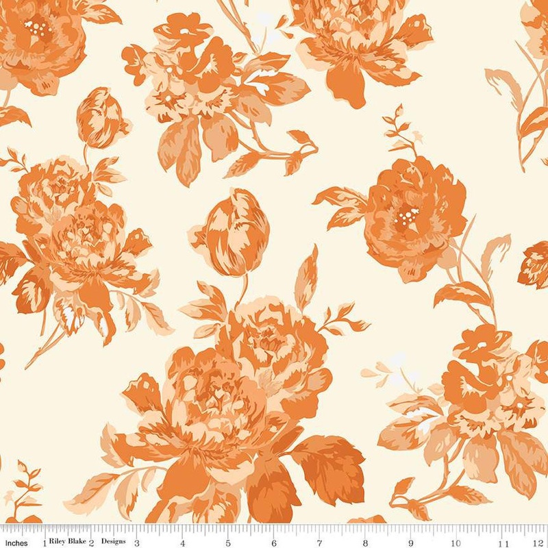 16" End of Bolt - Shades of Autumn Main C13470 Cream by Riley Blake Designs - Thanksgiving Fall Floral Flowers - Quilting Cotton Fabric