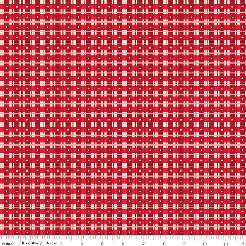 32" End of Bolt - Christmas Wishes Star Plaid C15045 Red - Riley Blake Designs - Quilting Cotton Fabric