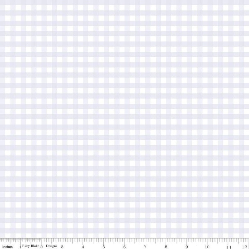 34" End of Bolt - SALE FLANNEL 1/4" Printed Gingham F11454 Lavender - Riley Blake Designs - Purple White Check Checks -FLANNEL Cotton Fabric