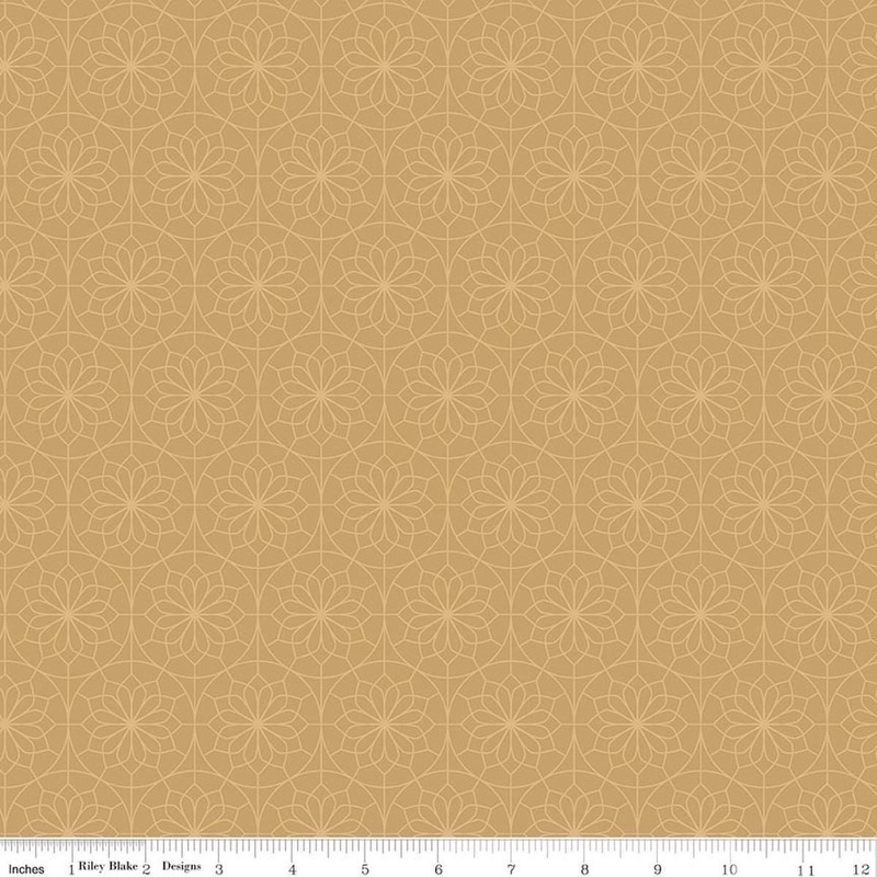 A Spoonful of Sugar Lace Parasol Mustard Yellow Tone-on-Tone Floral Fabric - C17086 - Riley Blake Quilting Cotton Fabric