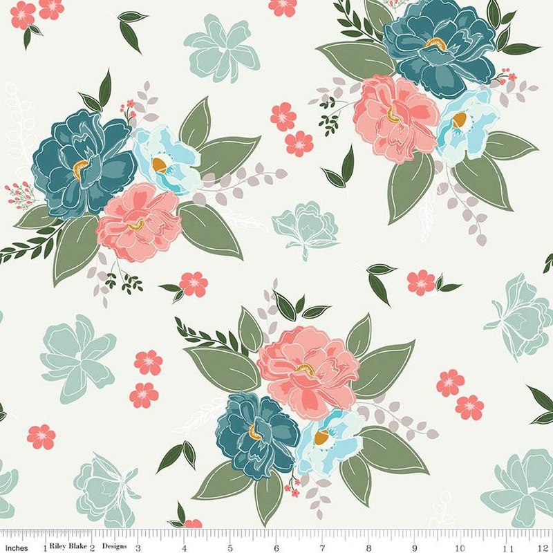 Afternoon Tea Main C14030 Sand - Riley Blake Designs - Floral Flowers - Quilting Cotton Fabric