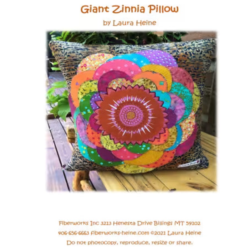 Giant Zinnia Pillow Collage Pattern by Laura Heine