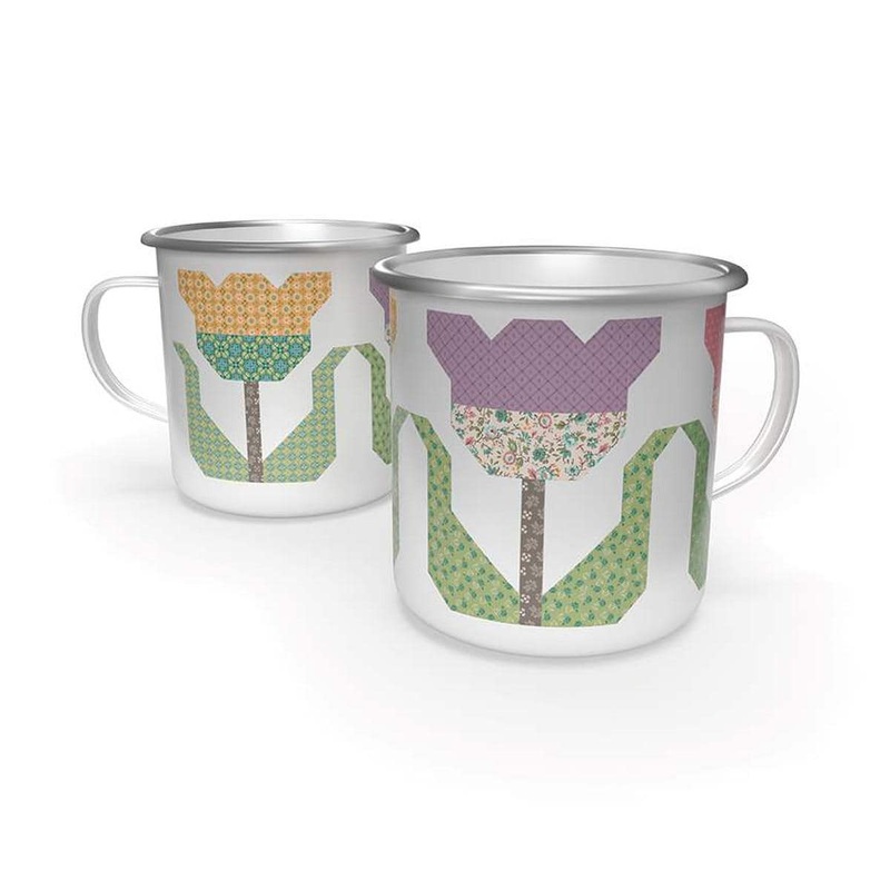 SALE Lori Holt Piece & Plenty Enamel Tin Mug ST-39778 - Riley Blake Designs - Single Floral Flower Mug - Holds 20 ounces - Hand Wash