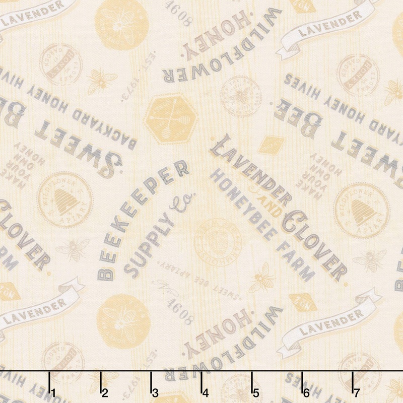 Sweet Honey Bee - Titles & Labels Yellow Yardage