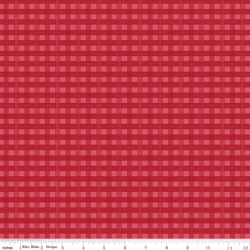 To Grandmother's House Basket Weave C14376 Berry - Riley Blake Designs - Little Red Riding Hood - Quilting Cotton Fabric