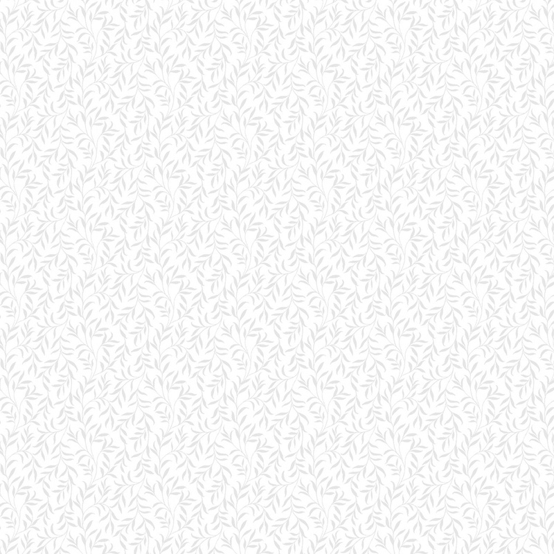 White on White Vineyard Leaves Sold by the Half Yard
