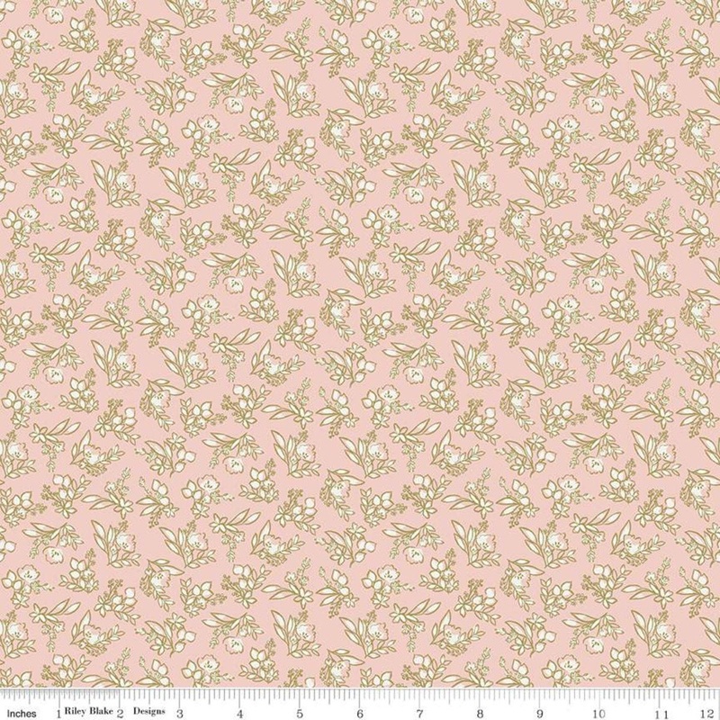 18" End of Bolt - SALE Tea with Bea Posy C10493 Blush - Riley Blake Designs - Floral Flowers Off White Pink - Quilting Cotton