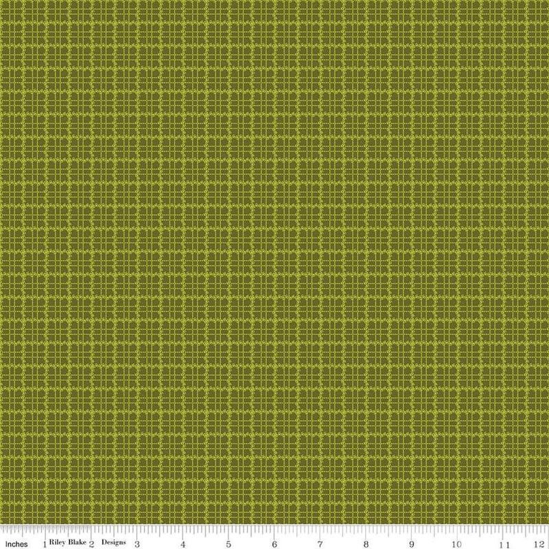 SALE FLANNEL Stitcher's Flannel Plaid F15553 Green - Riley Blake Designs - Small Stripe - FLANNEL Cotton Fabric