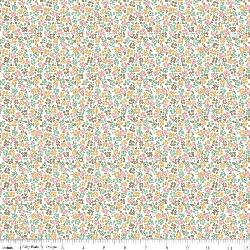 SALE Home Town Forman C13589 Leaf - Riley Blake Designs - Floral Flowers - Lori Holt - Quilting Cotton Fabric