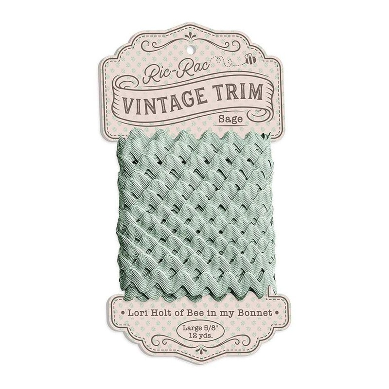 SALE Lori Holt Vintage Trim Large STVT-46832 Sage - Riley Blake Designs - 12 Yards of 5/8" Polyester Trim