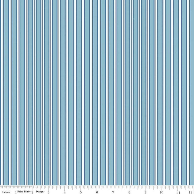 SALE Simply Country Stripes C13415 Dream - Riley Blake Designs - Blue White Stripe Striped - Quilting Cotton Fabric