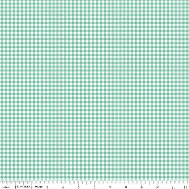 SALE Bee Ginghams Camille Sea Glass Green Printed 1/8" Gingham Fabric C12560 - Lori Holt Riley Blake Quilting Cotton Fabric